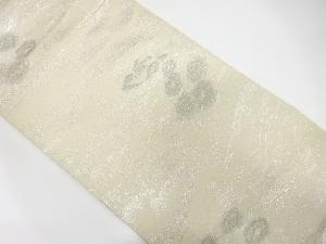 プラチナ二重箔屋敷風景に花模様織出し袋帯